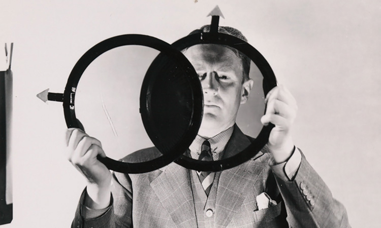 Vintage picture of man with polarizers
