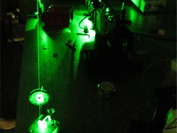 green laser on lab bench