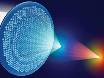 Lens with metasurface and liquid crystal technology