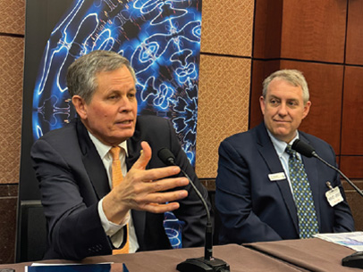 Sen. Steve Daines (left) and the Montana Headwaters Tech Hub Exec. Director Tim VanReken.