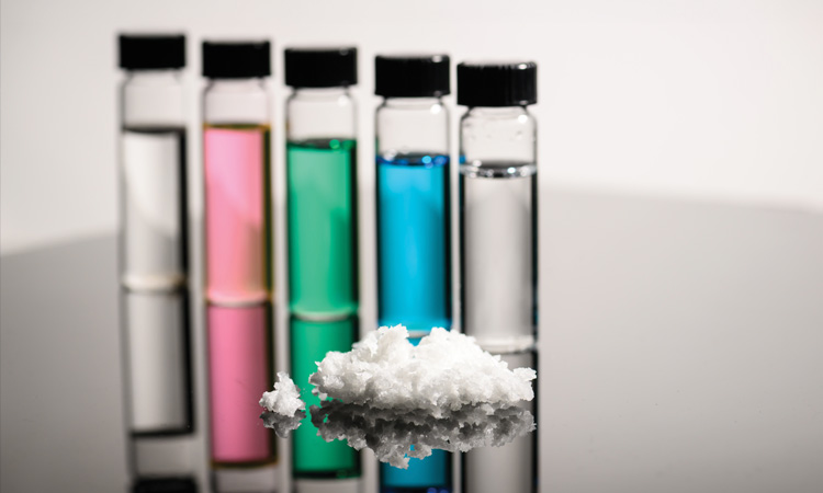 Bottles with colored liquid