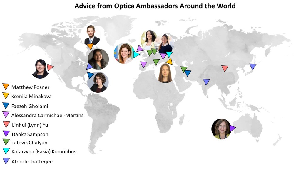Geographic distribution of quoted Optica Ambassadors