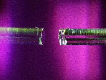 Depression in the surface of an optical fiber