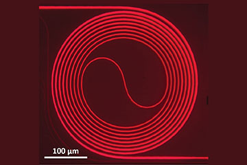  Red spiral, which is the optical image of Ti:sapphire waveguide amplifier