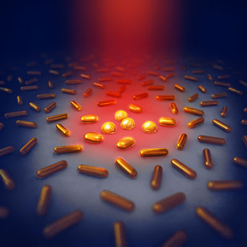 Illustration of gold nanoparticles heating up