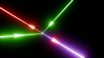 Red, blue and green laser beams