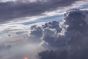 Clouds with sun reflecting