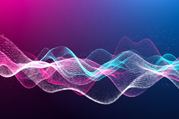 Rendering of waves in pink, blue, and white