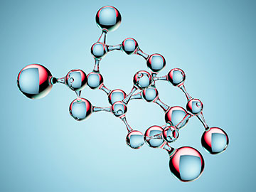 Render of glass looking molecules