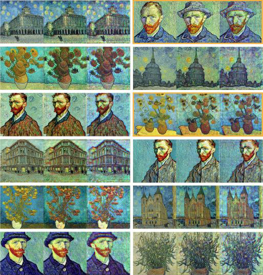 Thumbnails of different versions of generated images
