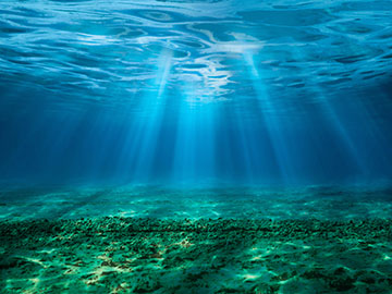 Light beaming underwater