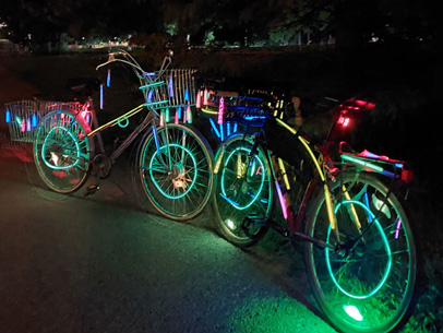 light sticks illuminate bikes